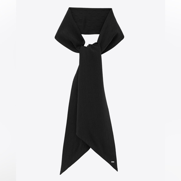 New SAINT LAURENT Dotted Black Scarf in Silk Jacquard🖤 - Picture 3 of 13